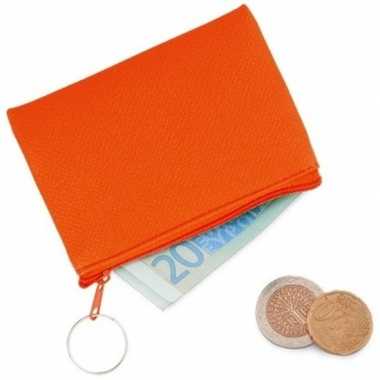 Fluor oranje portemonnee voor sleutels 10 x 7 cm