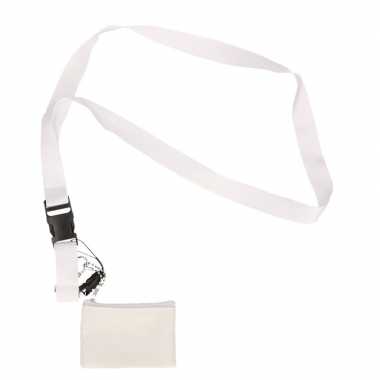 Kleine feest portemonnees/portefeuilles wit met keycord 8,5 cm