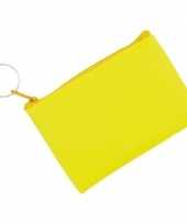 Fluor gele portemonnee voor sleutels 10 x 7 cm