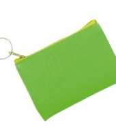 Fluor groene portemonnee voor sleutels 10 x 7 cm