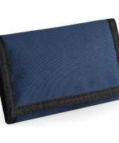 Portemonnee portefeuille met klittenband sluiting navy blauw