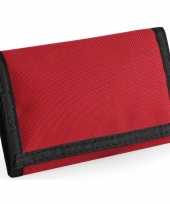 Portemonnee portefeuille met klittenband sluiting rood