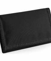 Portemonnee portefeuille met klittenband sluiting zwart